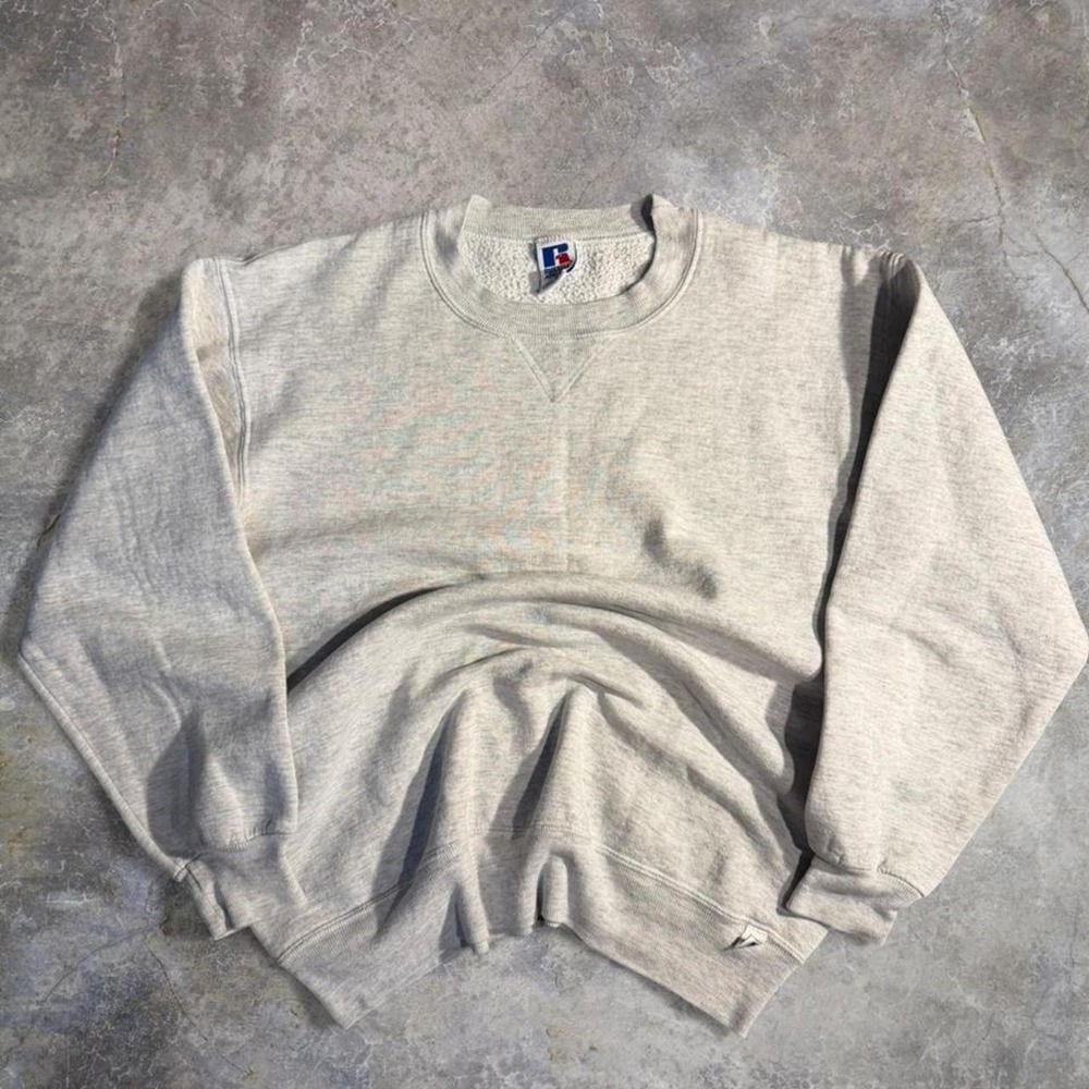 Vintage Russell Athletic Blank Crewneck Sweatshirt Made In USA Gray Size L
